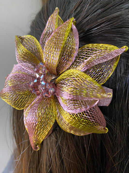 Floral Net Backpin - Green