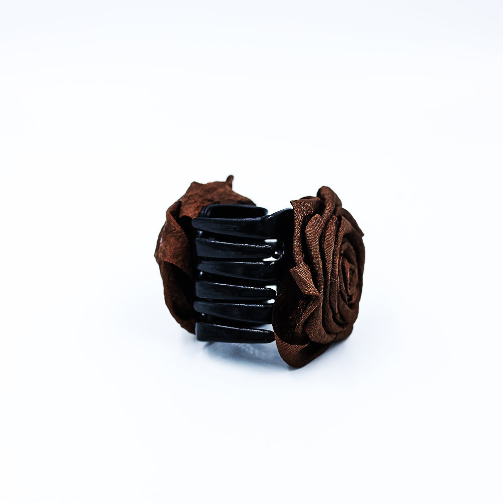 HAIR CLUTCH FLORAL BROWN