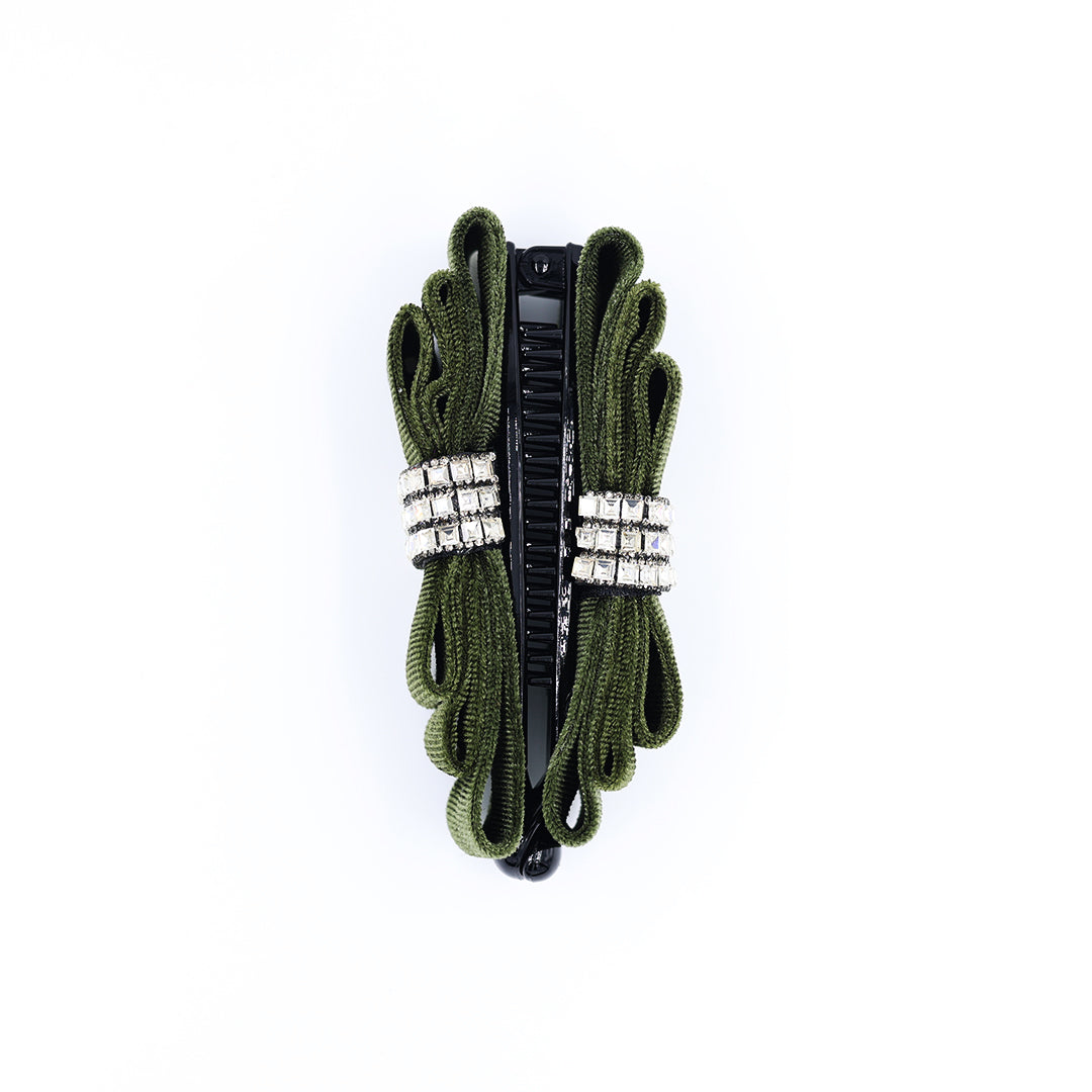 Banana Clip With Velvet and Stone Work