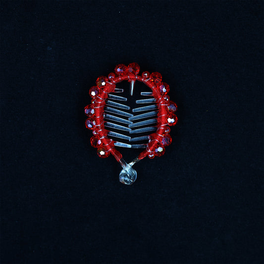 PREMIUM RED CRYSTAL BUN CLIP WITH WORK