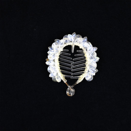 PREMIUM WHITE CRYSTAL BUN CLIP WITH WORK