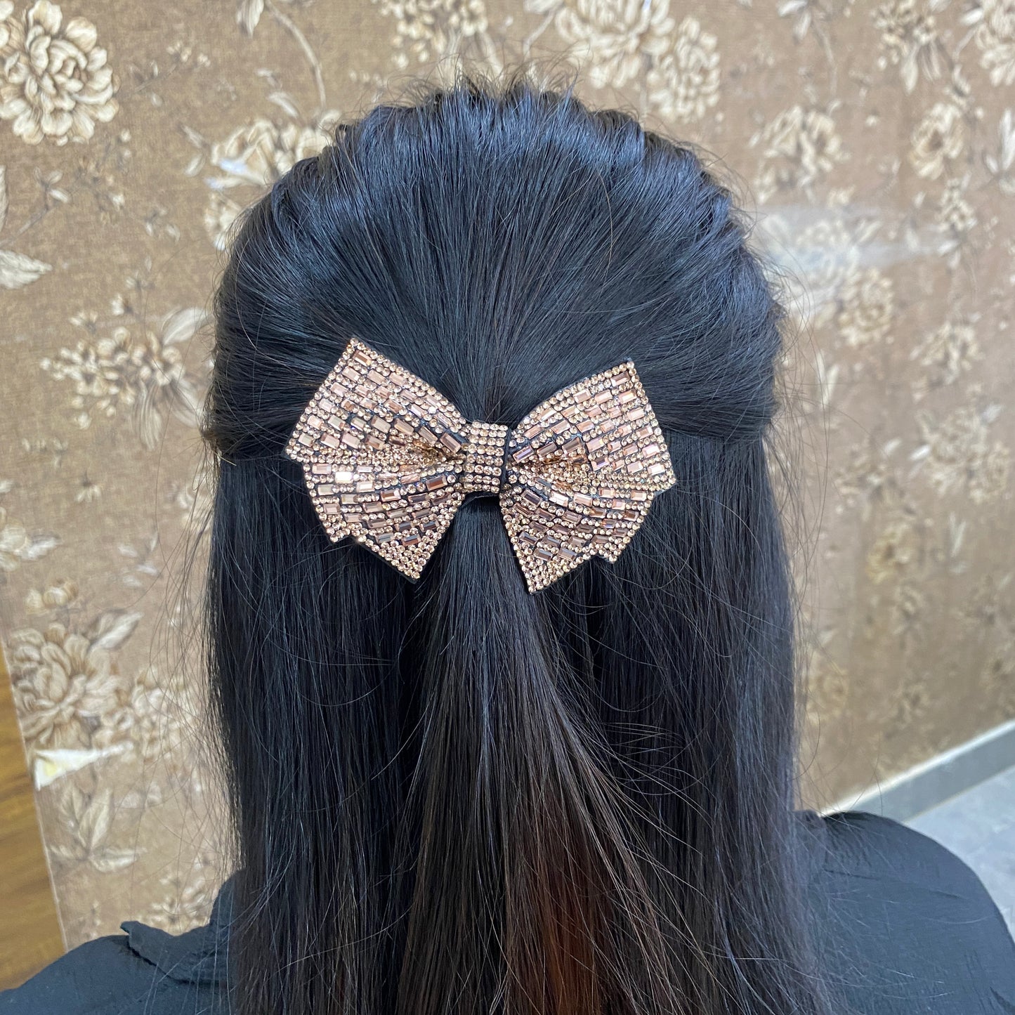 Crystal Stones Bow- Gold