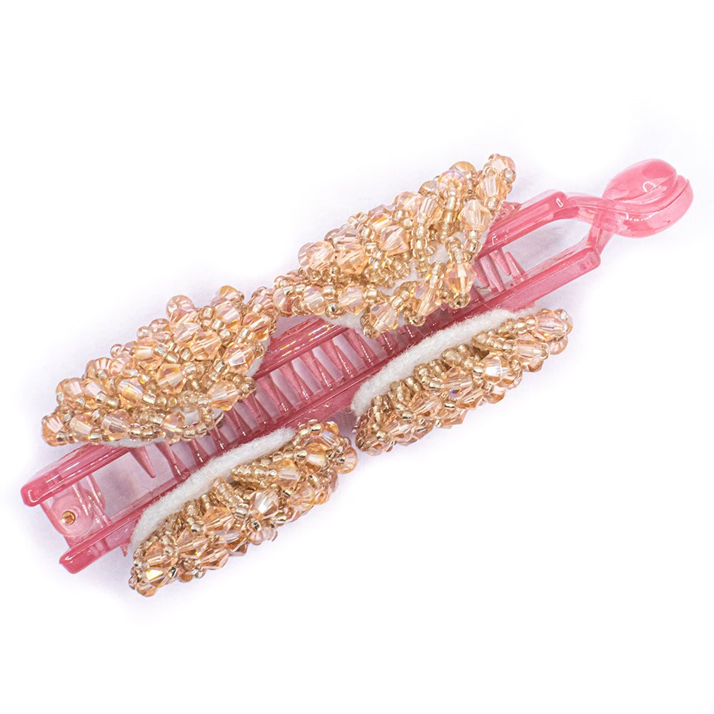 Crystal Banana Clip- Gold and Pink