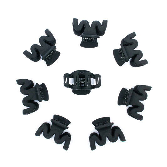 MINI HAIR CLUTCH SET OF 8 - WAVY BLACK