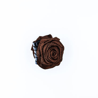 HAIR CLUTCH  FLORAL BROWN