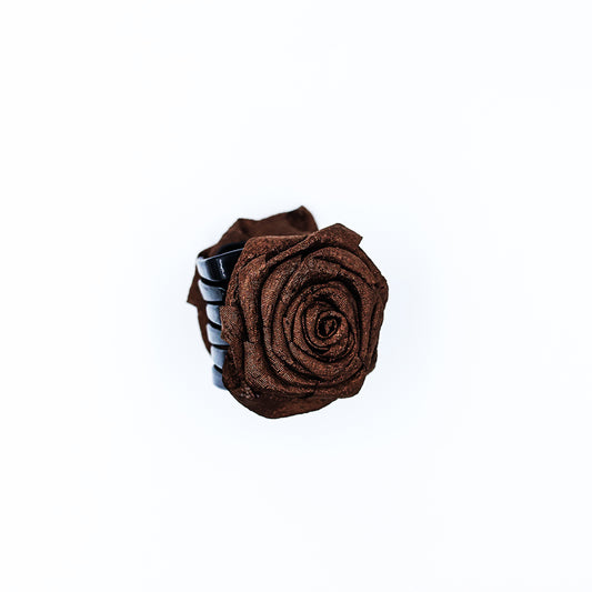 HAIR CLUTCH  FLORAL BROWN