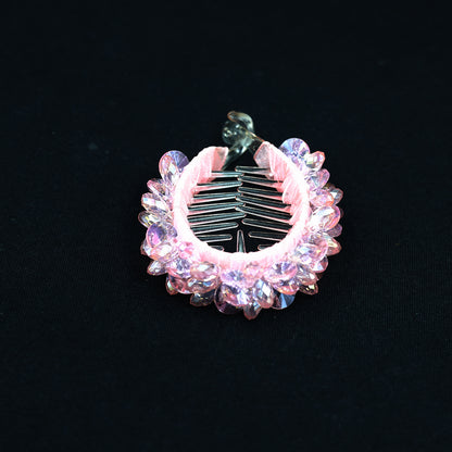 PREMIUM PINK CRYSTAL BUN CLIP WITH WORK
