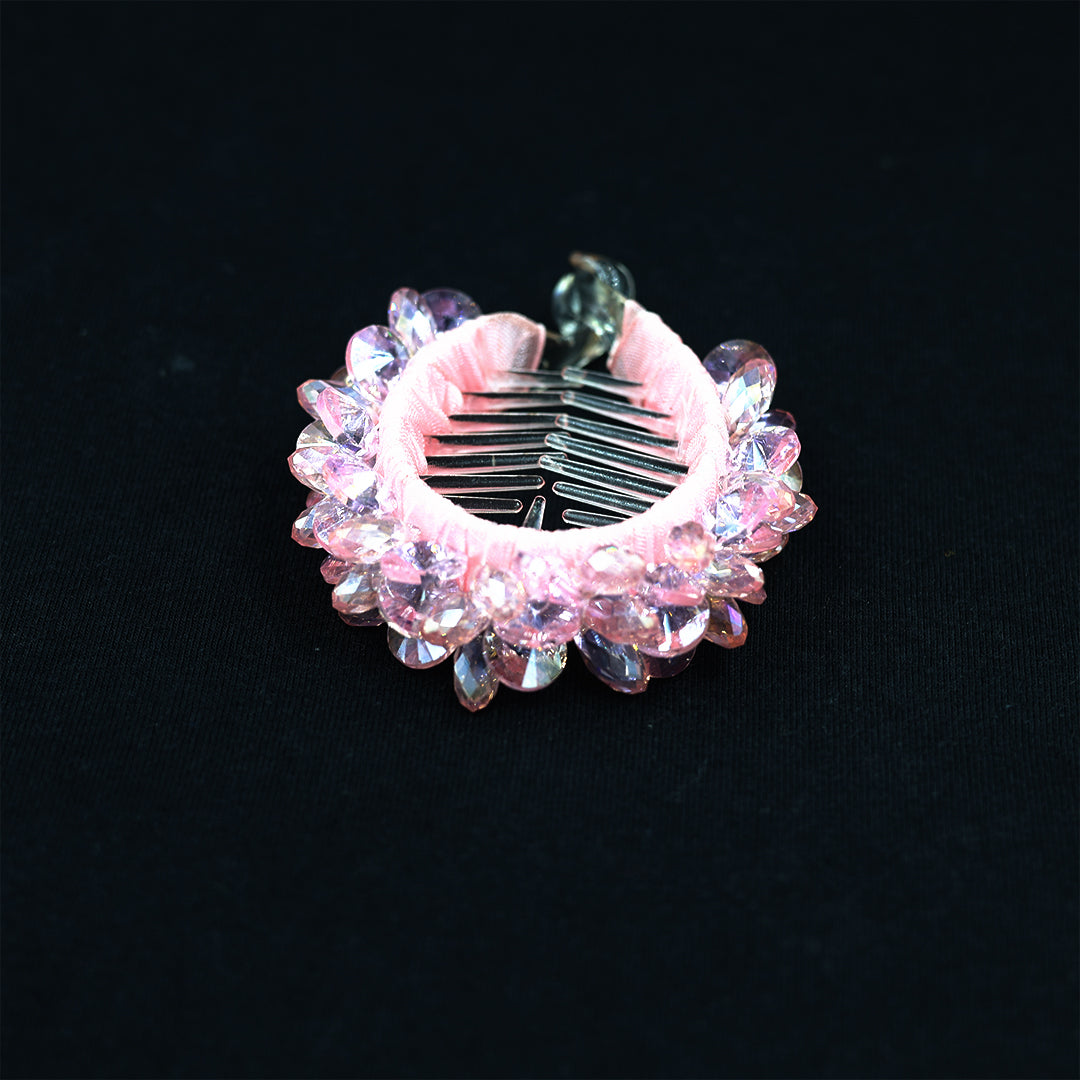 PREMIUM PINK CRYSTAL BUN CLIP WITH WORK