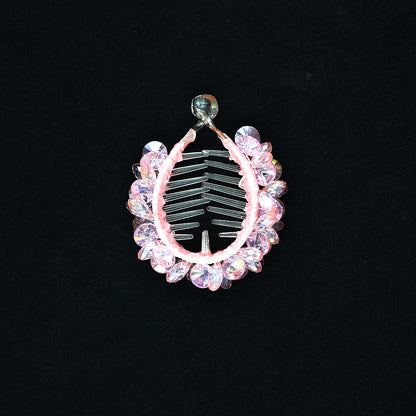 PREMIUM PINK CRYSTAL BUN CLIP WITH WORK