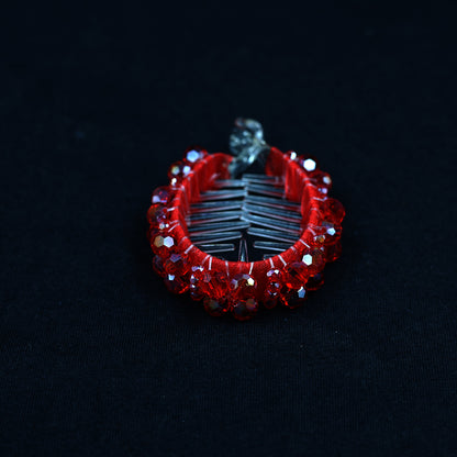 PREMIUM RED CRYSTAL BUN CLIP WITH WORK