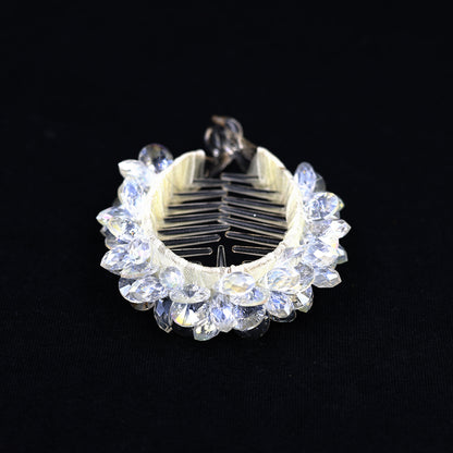 PREMIUM WHITE CRYSTAL BUN CLIP WITH WORK
