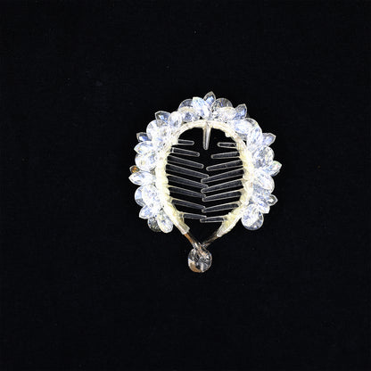 PREMIUM WHITE CRYSTAL BUN CLIP WITH WORK