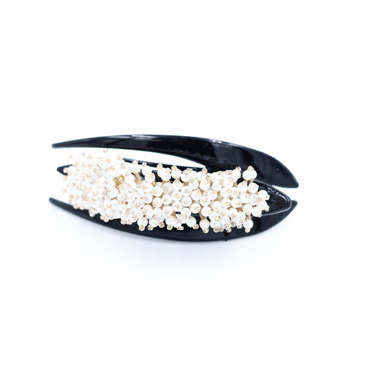 PREMIUM SLIDING HAIR CLUTCH / BUN CLIP WITH PEARL WORK