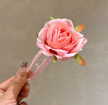 Exclusive Rose Floral Crow Clip