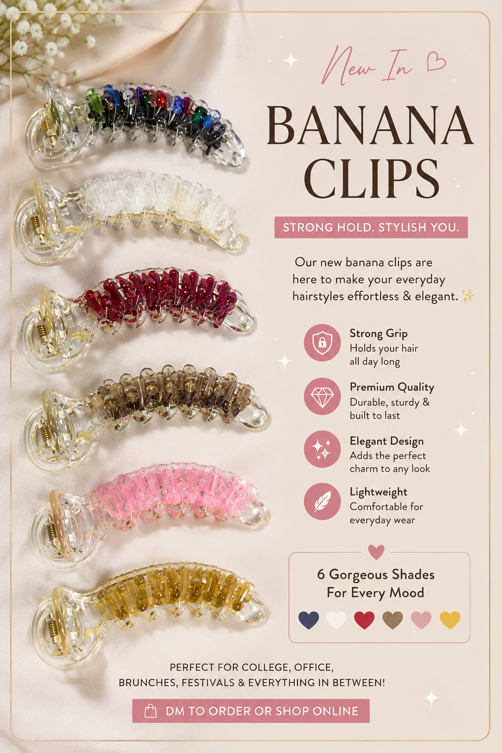 Premium Crystal Banana Clip