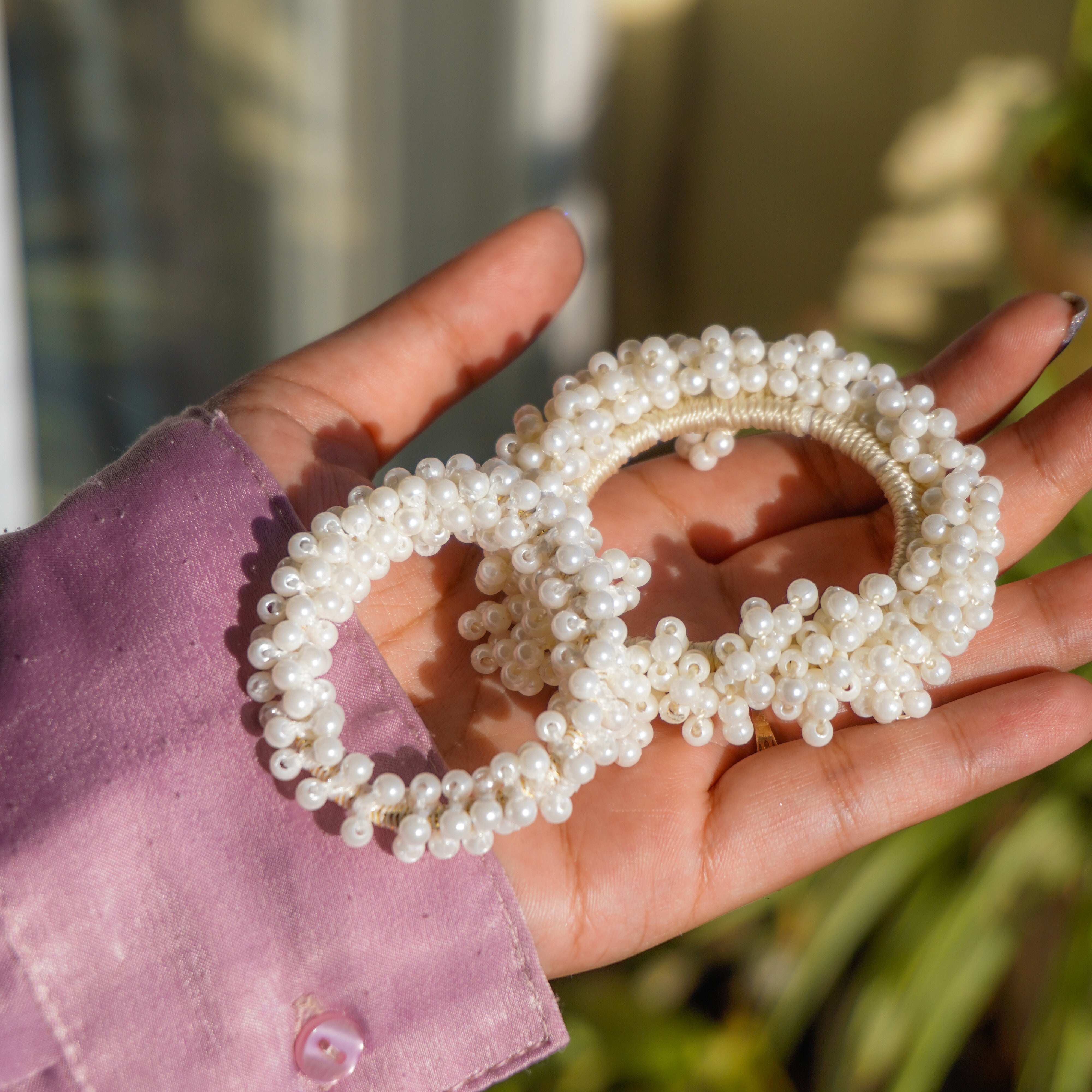 PEARL RUBBERBAND / BRACELET SET OF  BIG AND SMALL