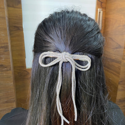 Crystal Slim Bow- Silver