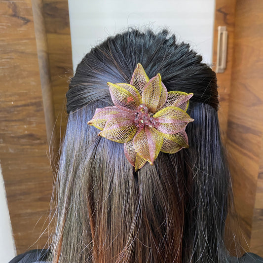 Floral Net Backpin - Green