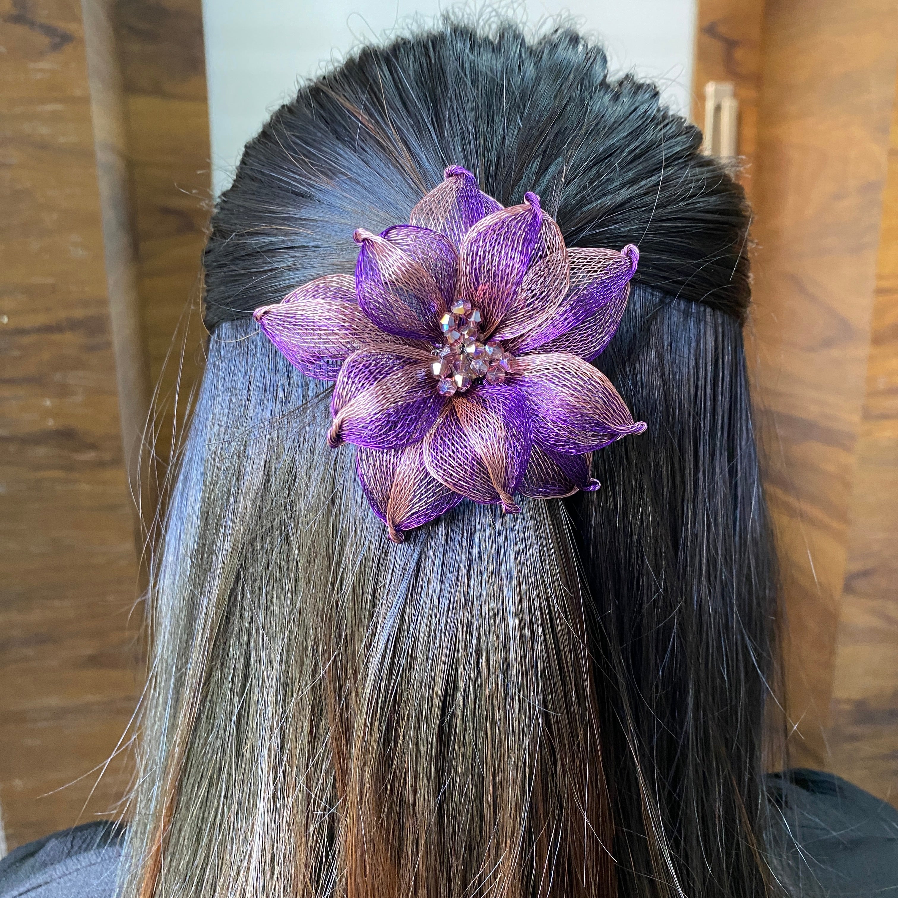 Floral Net Backpin - Purple