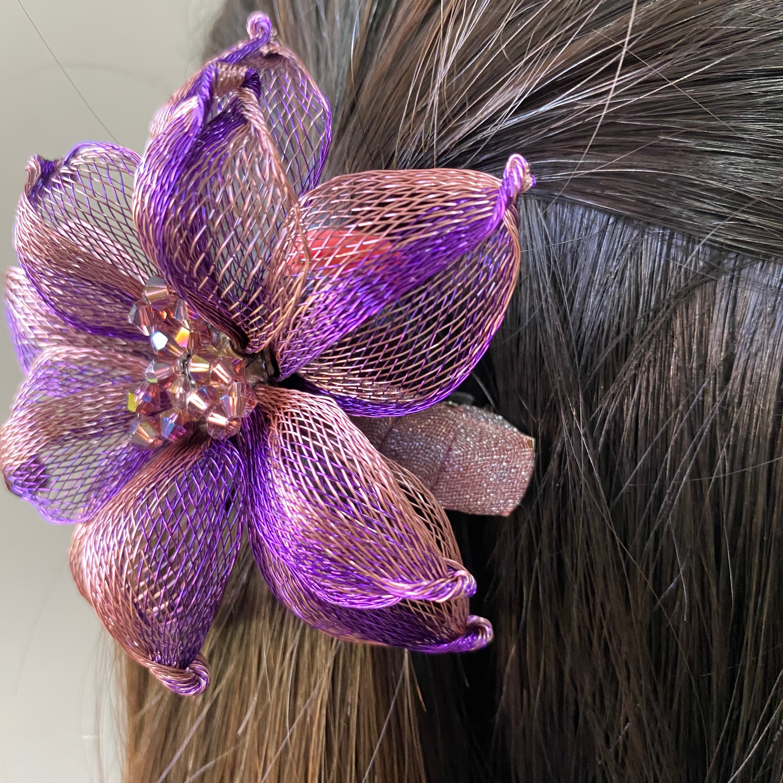 Floral Net Backpin - Purple