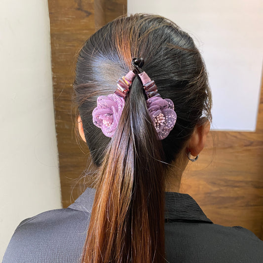 Rose and Crystal Fish clip-Purple