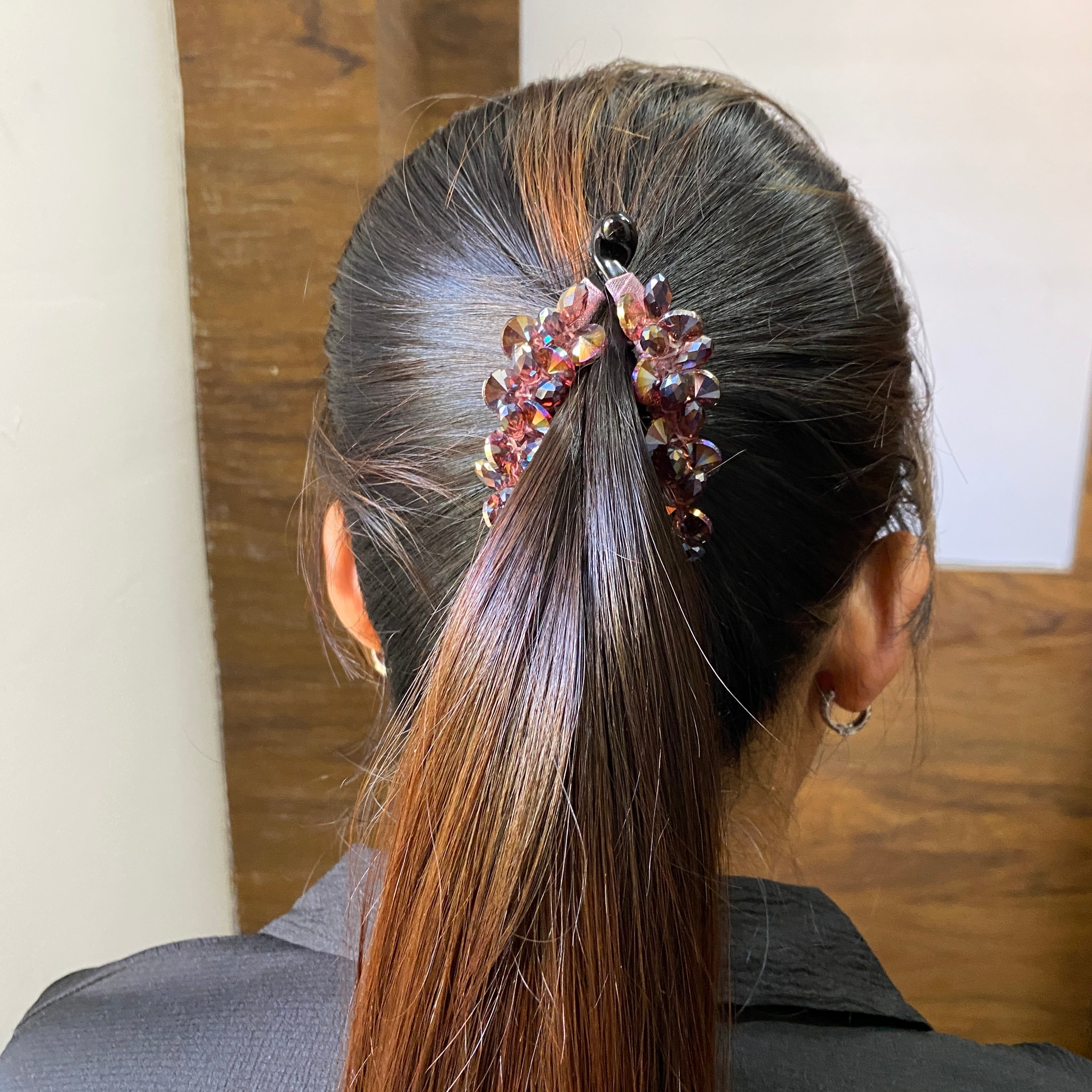 Cluster Crystal Fish clip-Mauve