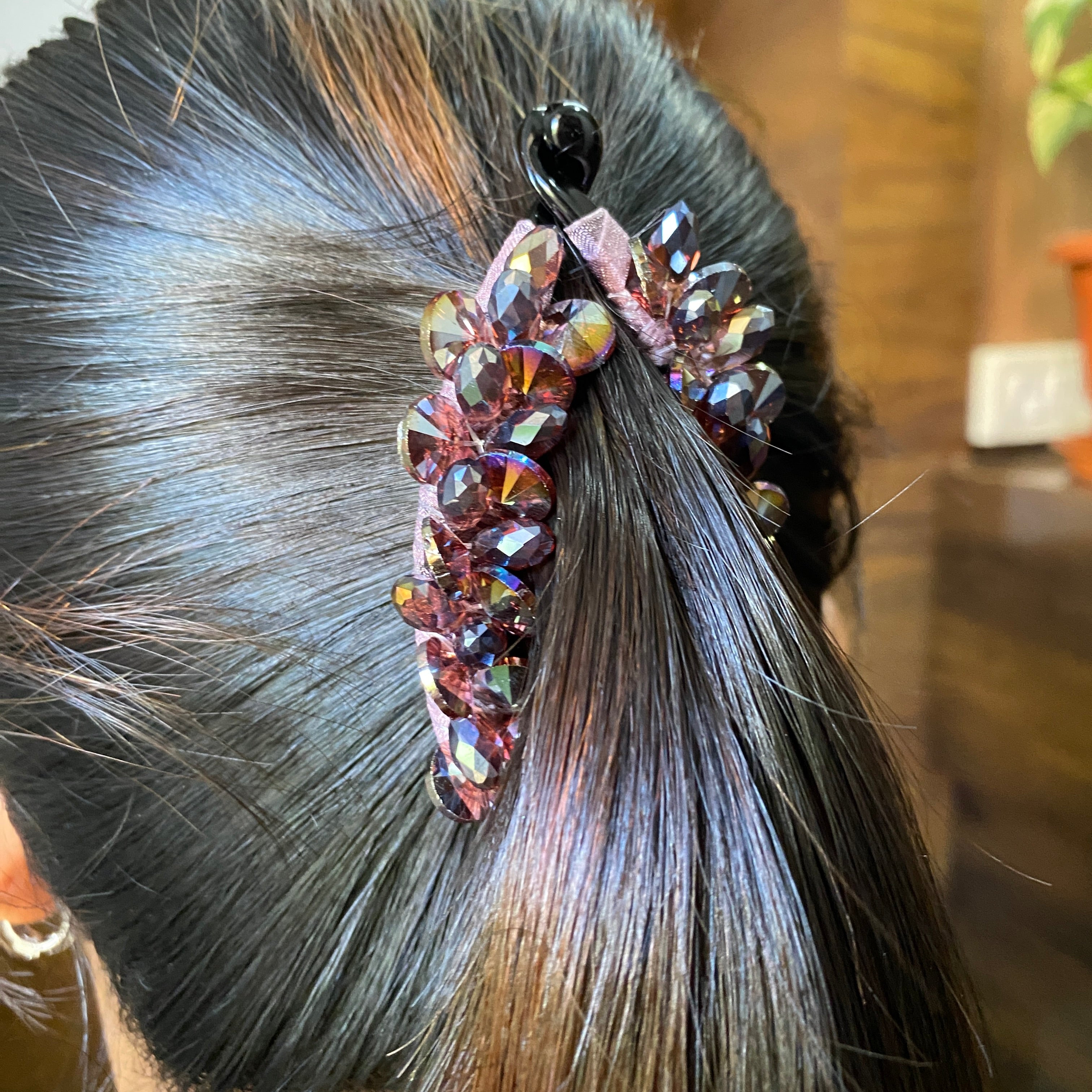 Cluster Crystal Fish clip-Mauve