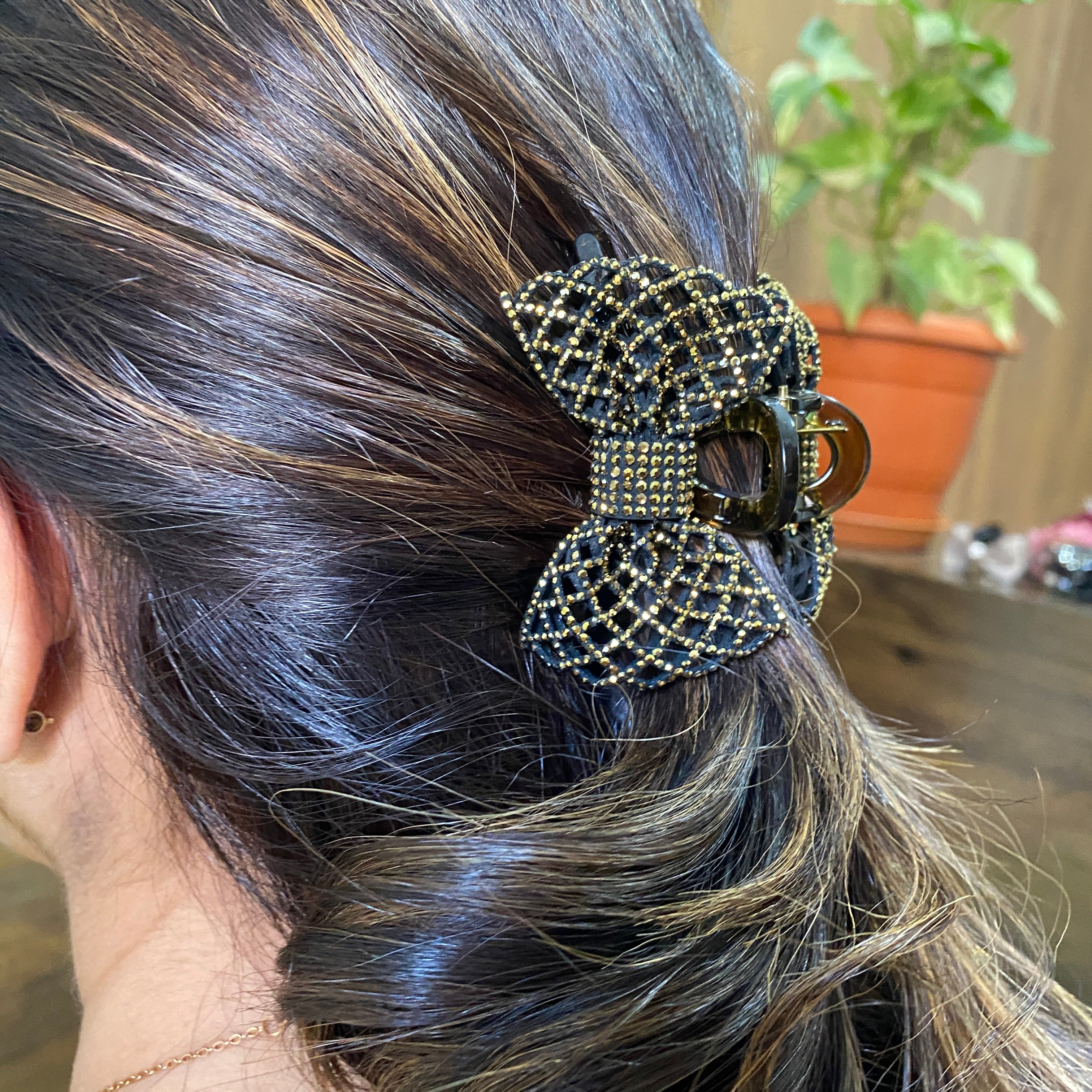 Glitter Bow Clutch - Gold