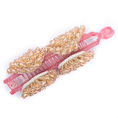 Crystal Banana Clip- Gold and Pink
