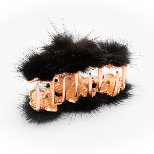 HAIR CLUTCH - BLACK FUR