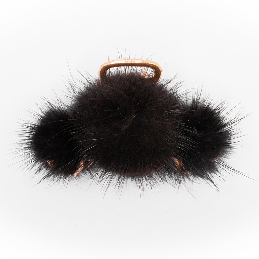 HAIR CLUTCH - BLACK FUR