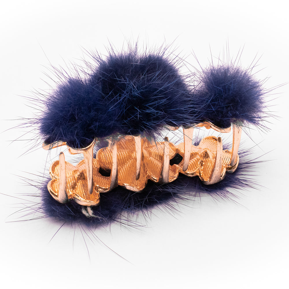 HAIR CLUTCH - BLUE FUR