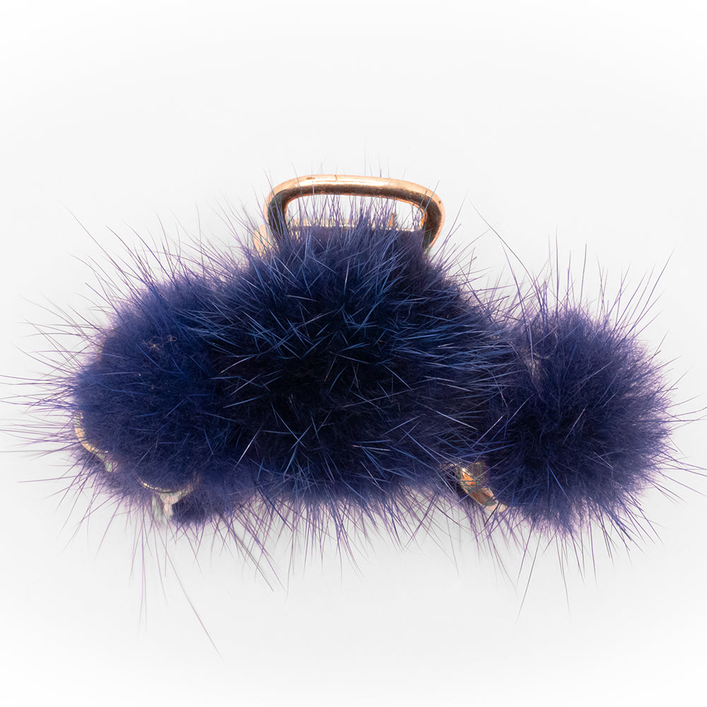 HAIR CLUTCH - BLUE FUR