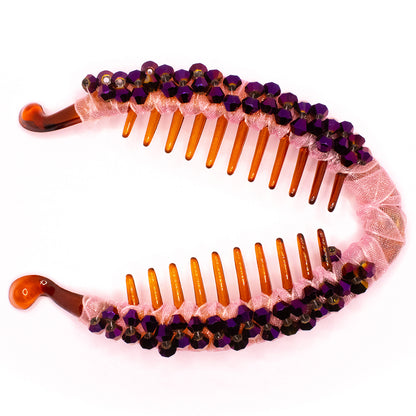 HANDMADE FISH CLIP - PINK WITH PURPLE STONE WORK