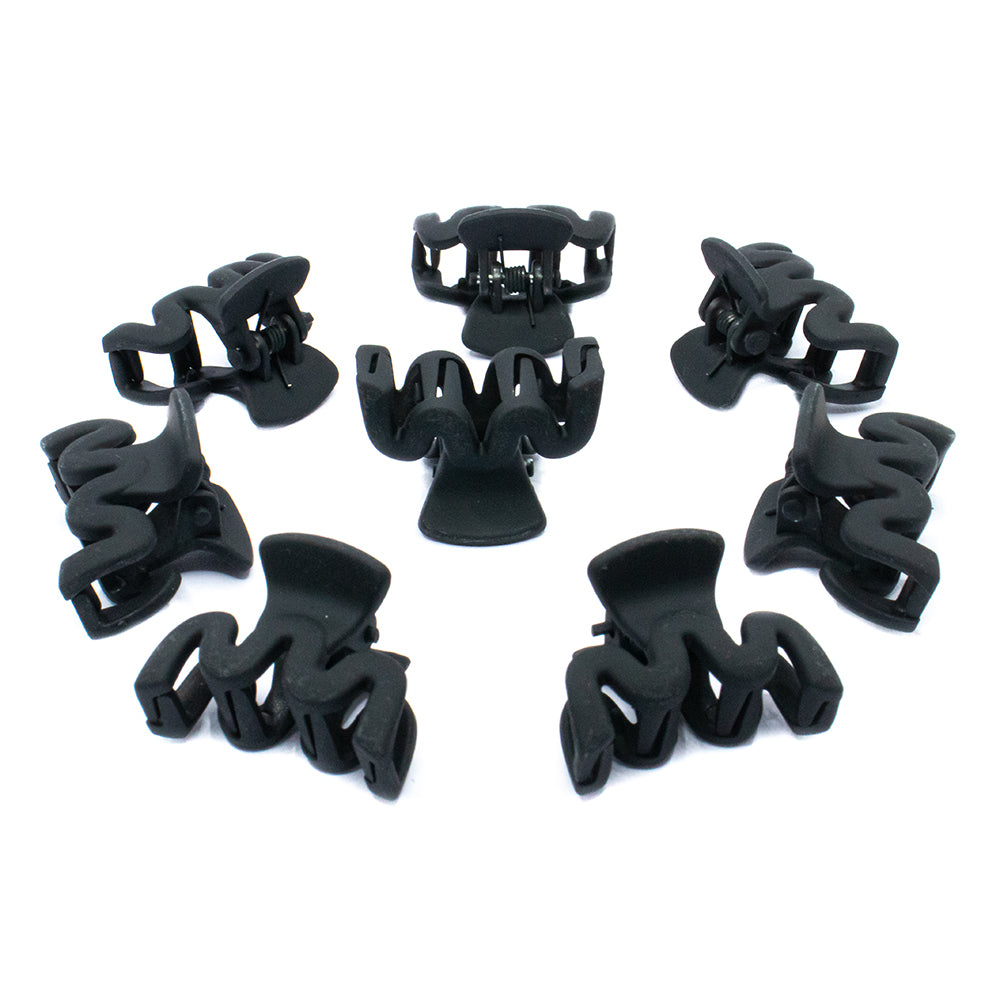 MINI HAIR CLUTCH SET OF 8 - WAVY BLACK