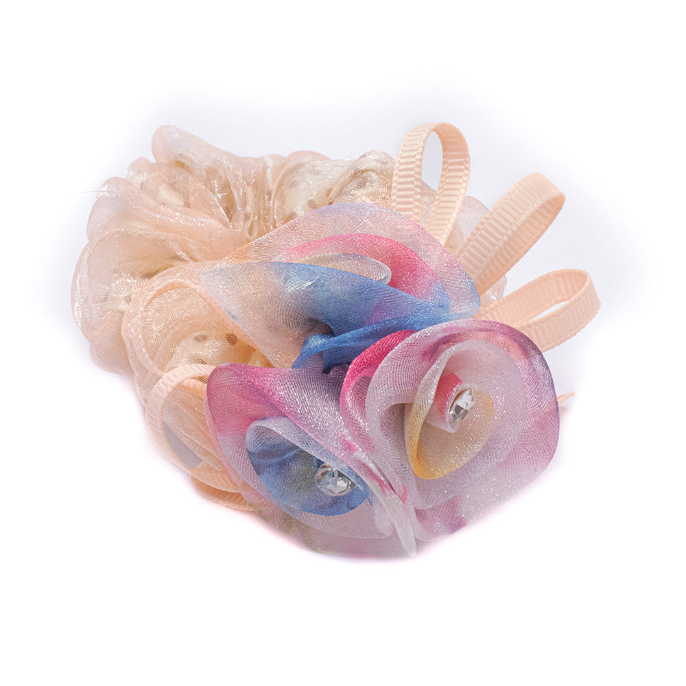 FLORAL HAIR SCRUNCHIE - LIGHT PEACH
